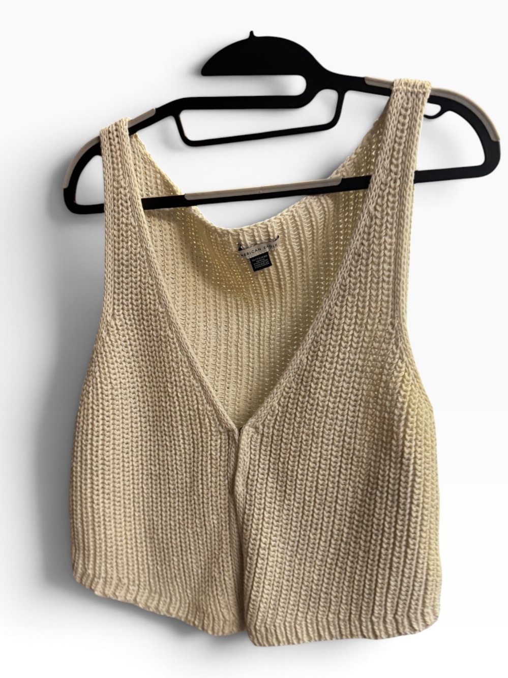 American Eagle XL Cream Chunky Knit Button Front Sweater Vest